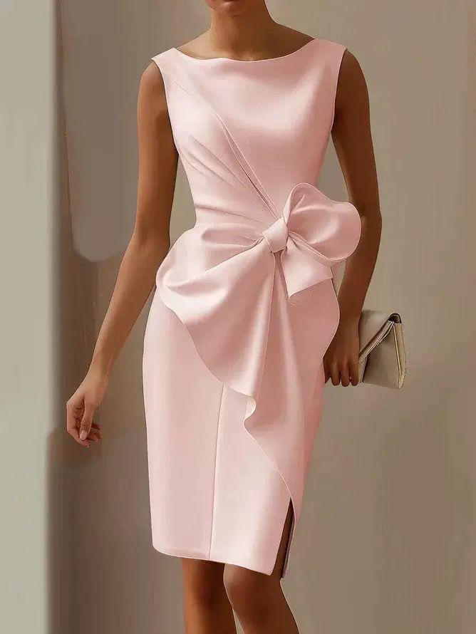 Bow Detail Bodycon Midi Dress | Sleeveless Occasion Dress for Women