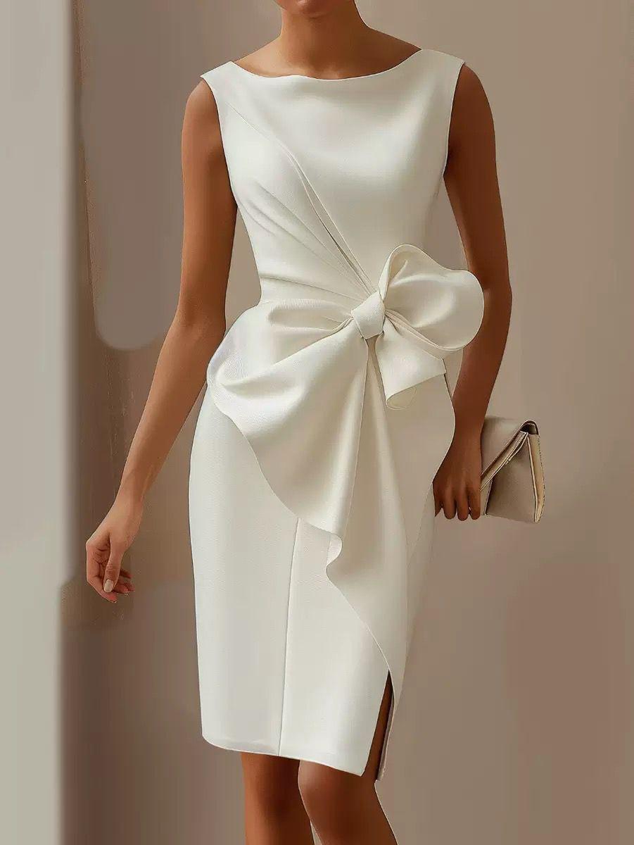 Bow Detail Bodycon Midi Dress | Sleeveless Occasion Dress for Women