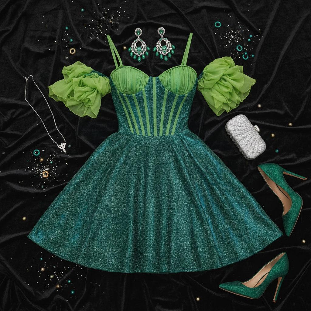 Glitter Off-Shoulder Corset Mini Dress