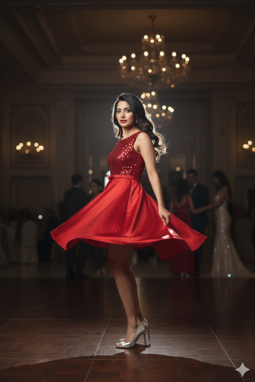 Scarlet Sparkle Cocktail Dress
