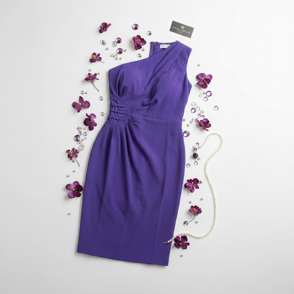 Royal Amethyst One-Shoulder Cocktail Dress