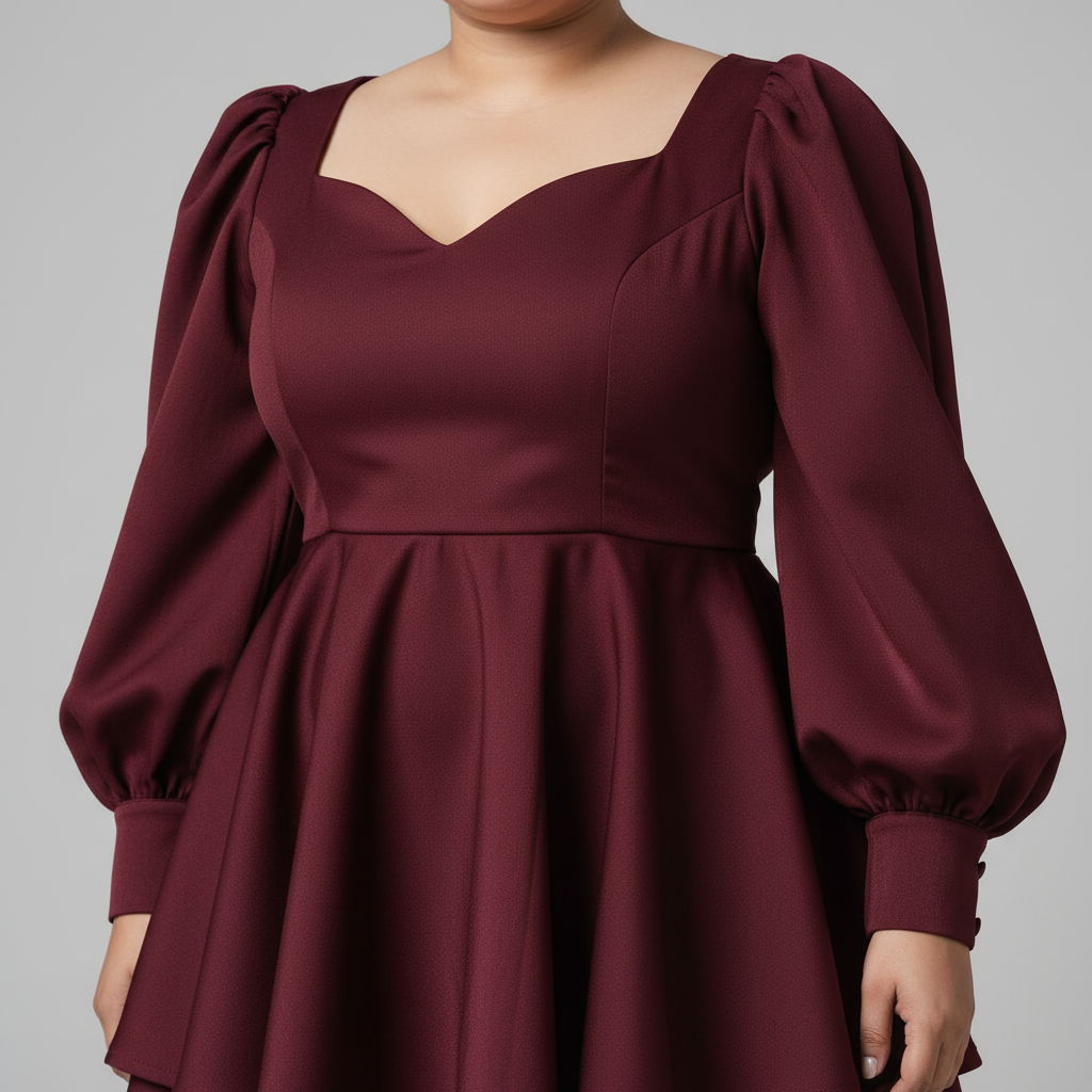 Women’s Tiered Mini Skater Dress with Puff Sleeves – Sweetheart Neckline Party Wear