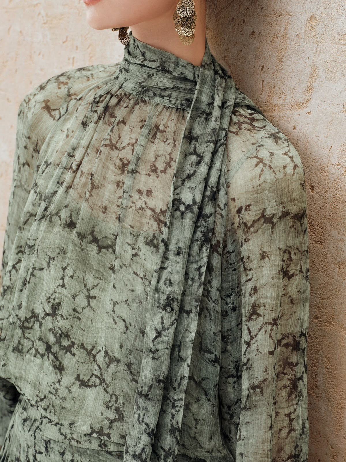 Sage Green Floral Chiffon Co-ord Set