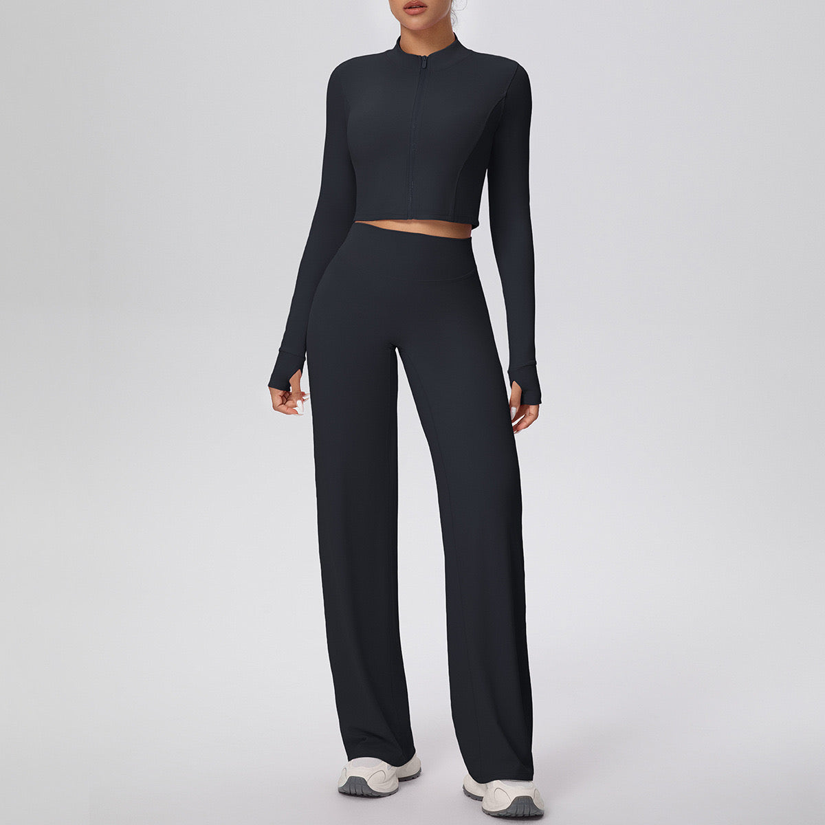 HALF-ZIP CROP JACKET WIDE-LEG TROUSER ACTIVEWEAR