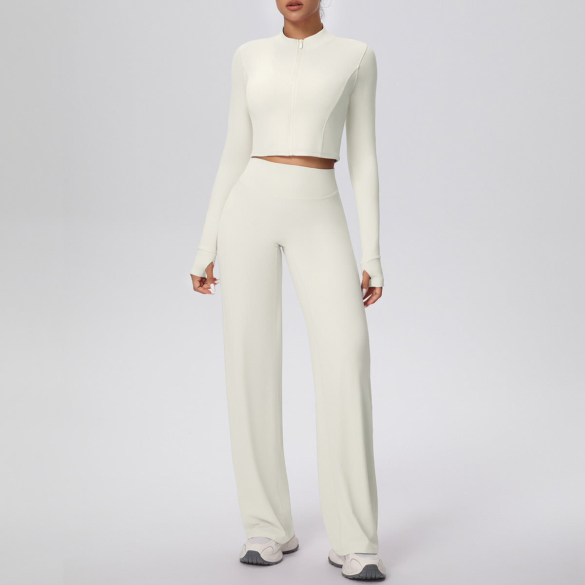 HALF-ZIP CROP JACKET WIDE-LEG TROUSER ACTIVEWEAR