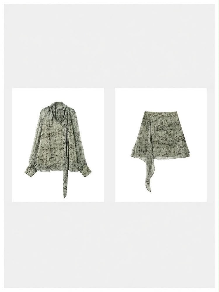 Sage Green Floral Chiffon Co-ord Set