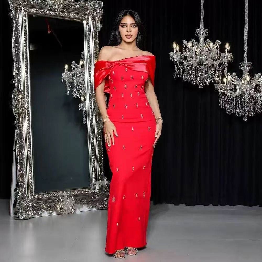 ROYAL DRAPE OFF-SHOULDER EMBELLISHED GOWN PRE-ORDER