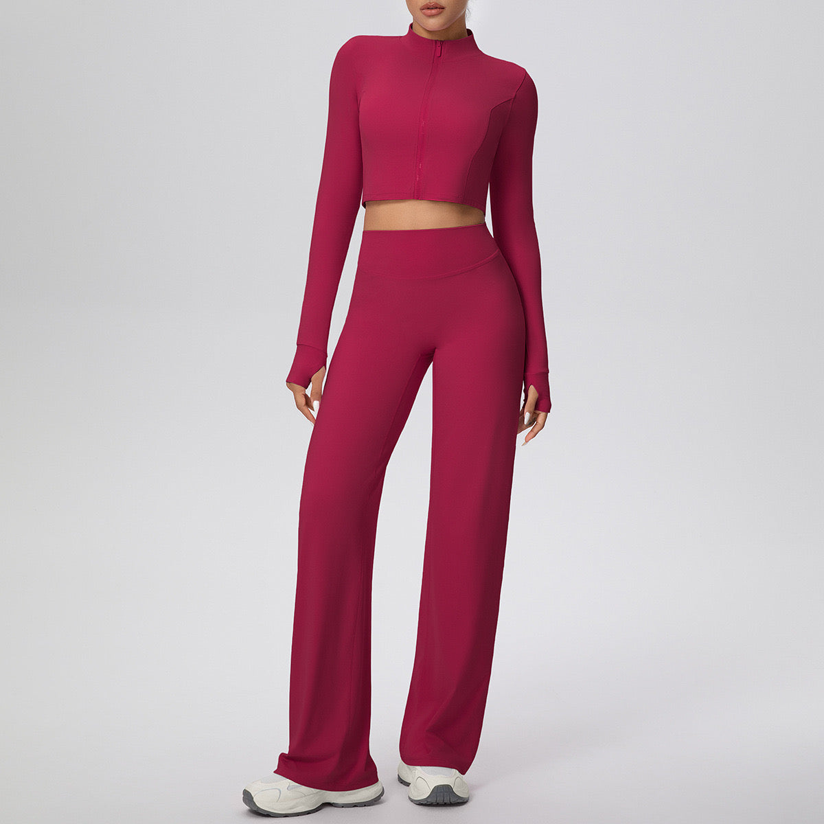 HALF-ZIP CROP JACKET WIDE-LEG TROUSER ACTIVEWEAR