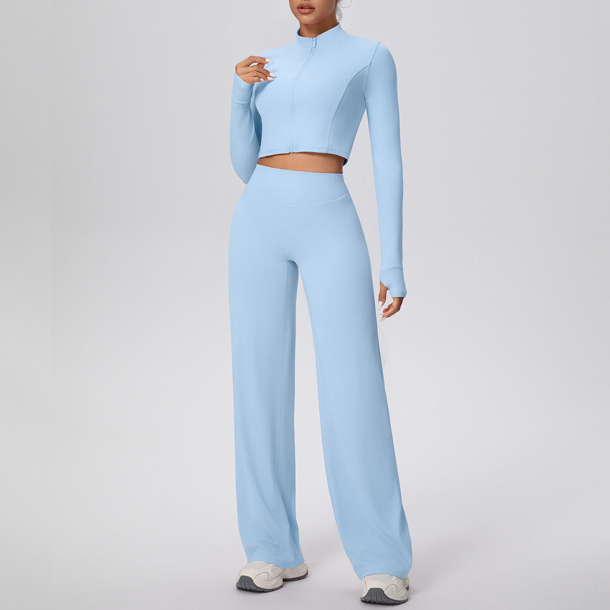 HALF-ZIP CROP JACKET WIDE-LEG TROUSER ACTIVEWEAR
