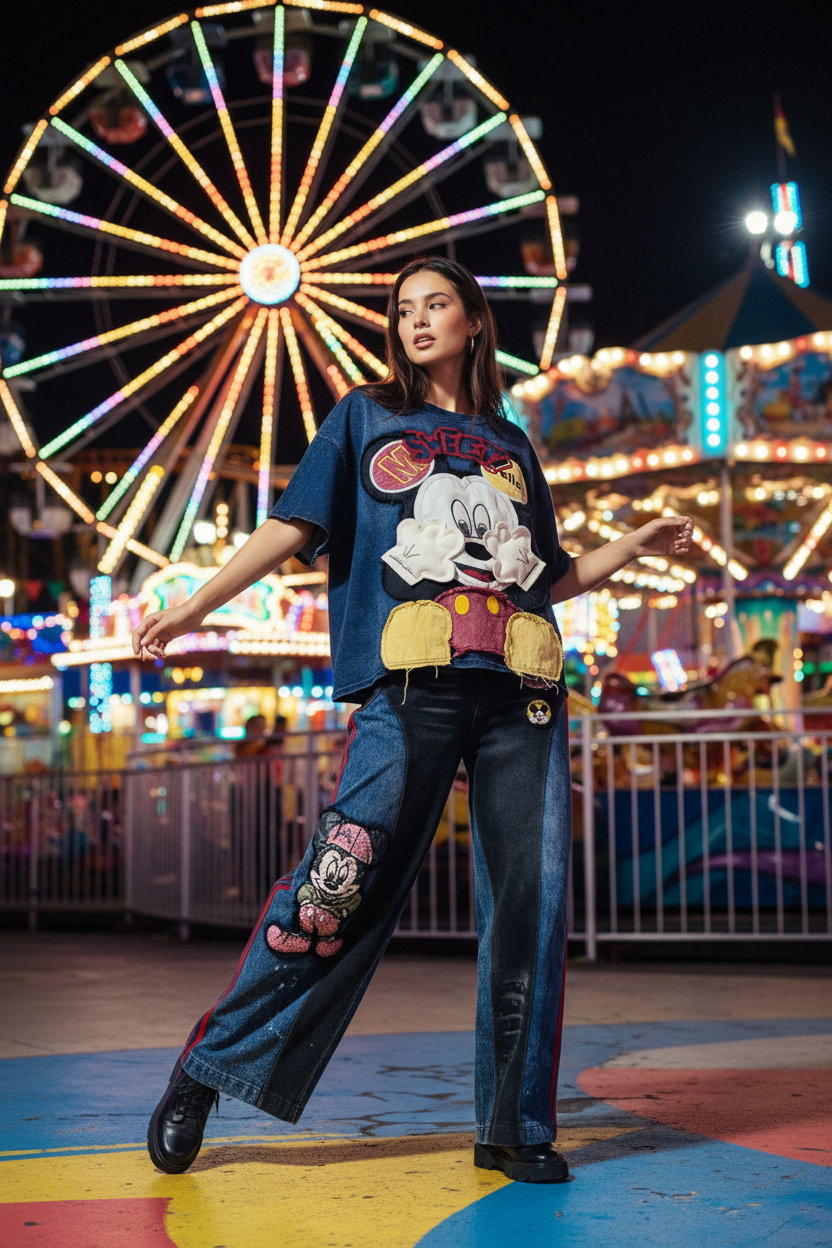 Cartoon Denim Co-ord Set