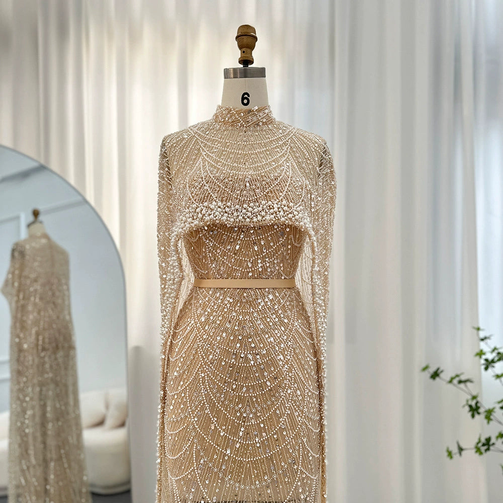 2026 Popular Foreign Trade Item: Pearl Embellished Slim-Fit Long Dress, Mermaid Evening Gown, Elegant Evening Dress for Women