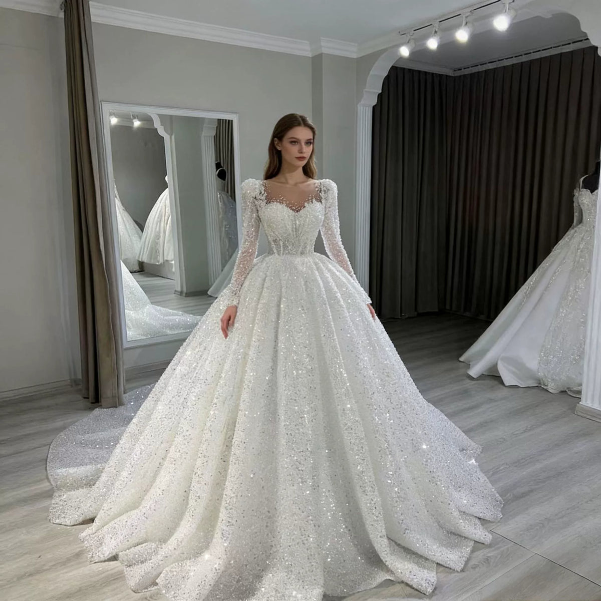 Weddingdress New Heavy Beaded Tutu Skirt Wedding Dress Female Bride French Luxury Tail Wedding Dress