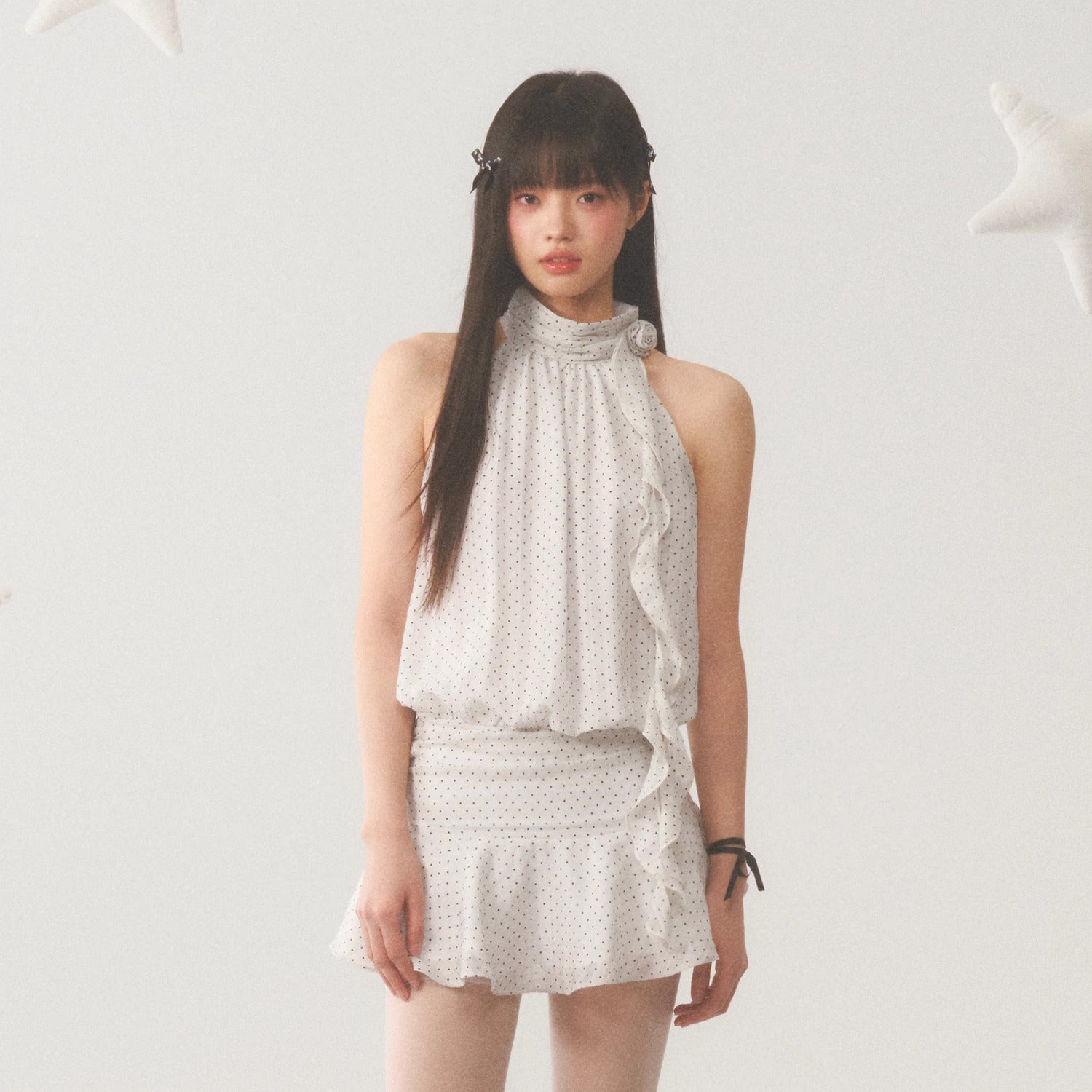 Weekendhub Halter Neck Dress for Women, Summer Sleeveless Short Dress, French Style Spicy Girl Design, Elegant Polka Dot Dress