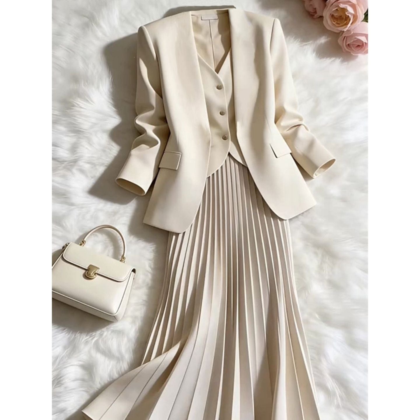 Spring New Trendy Professional Commuter Suit Dress for Women, Elegant Pleated Skirt, Slimming Jacket, New Arrivals