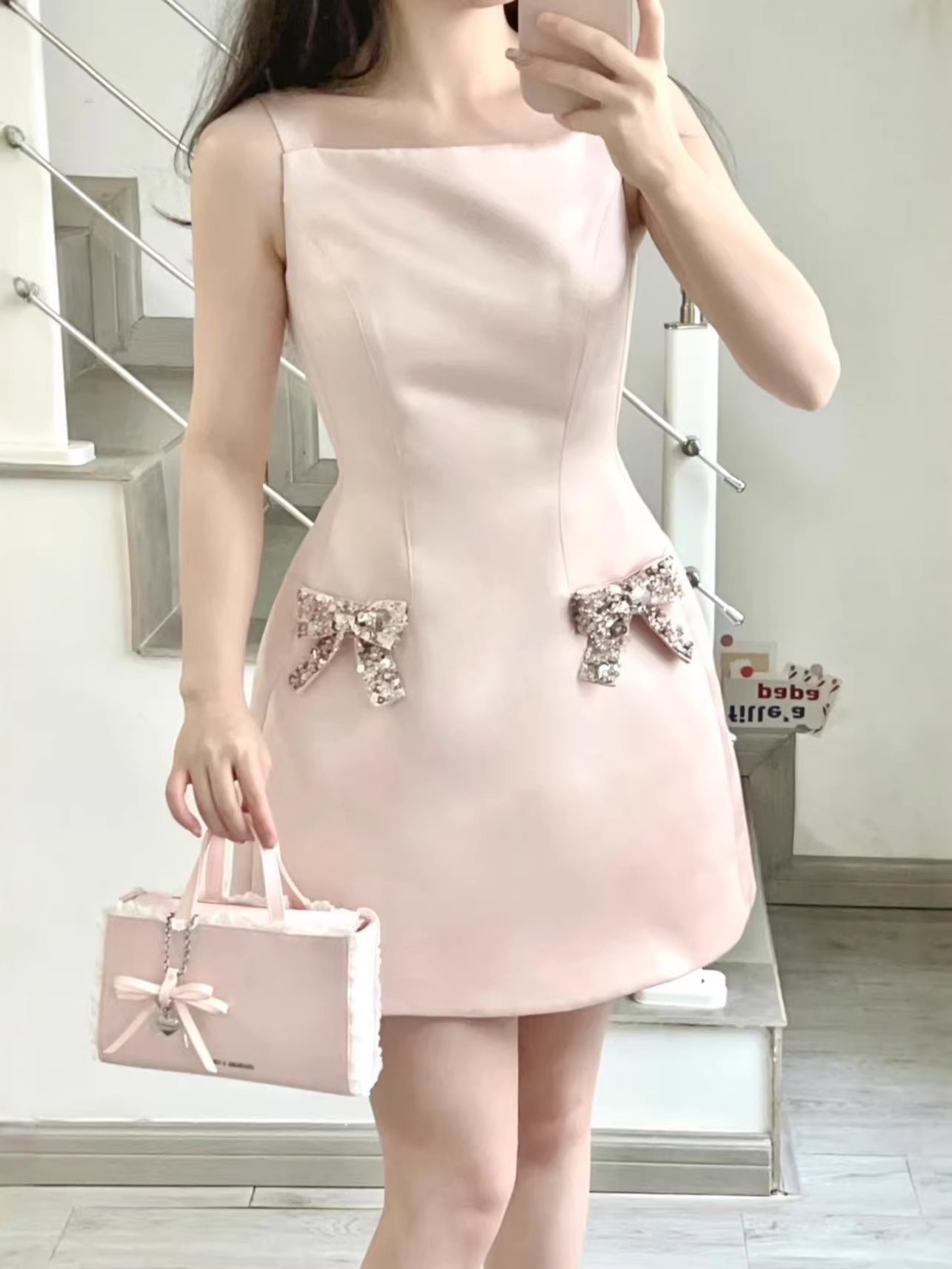 Super High-Quality Dress with Intricate Beading and Bow, French-Style Elegant Tank Top Dress, New Spring 2026 Collection