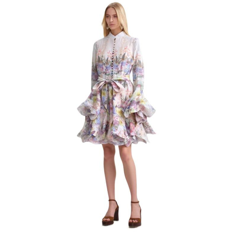 A Large Selection of Australian High-End Designer Printed Button-Down Short Dresses with a Flowy, Ethereal, and Fairy-Like Vibe