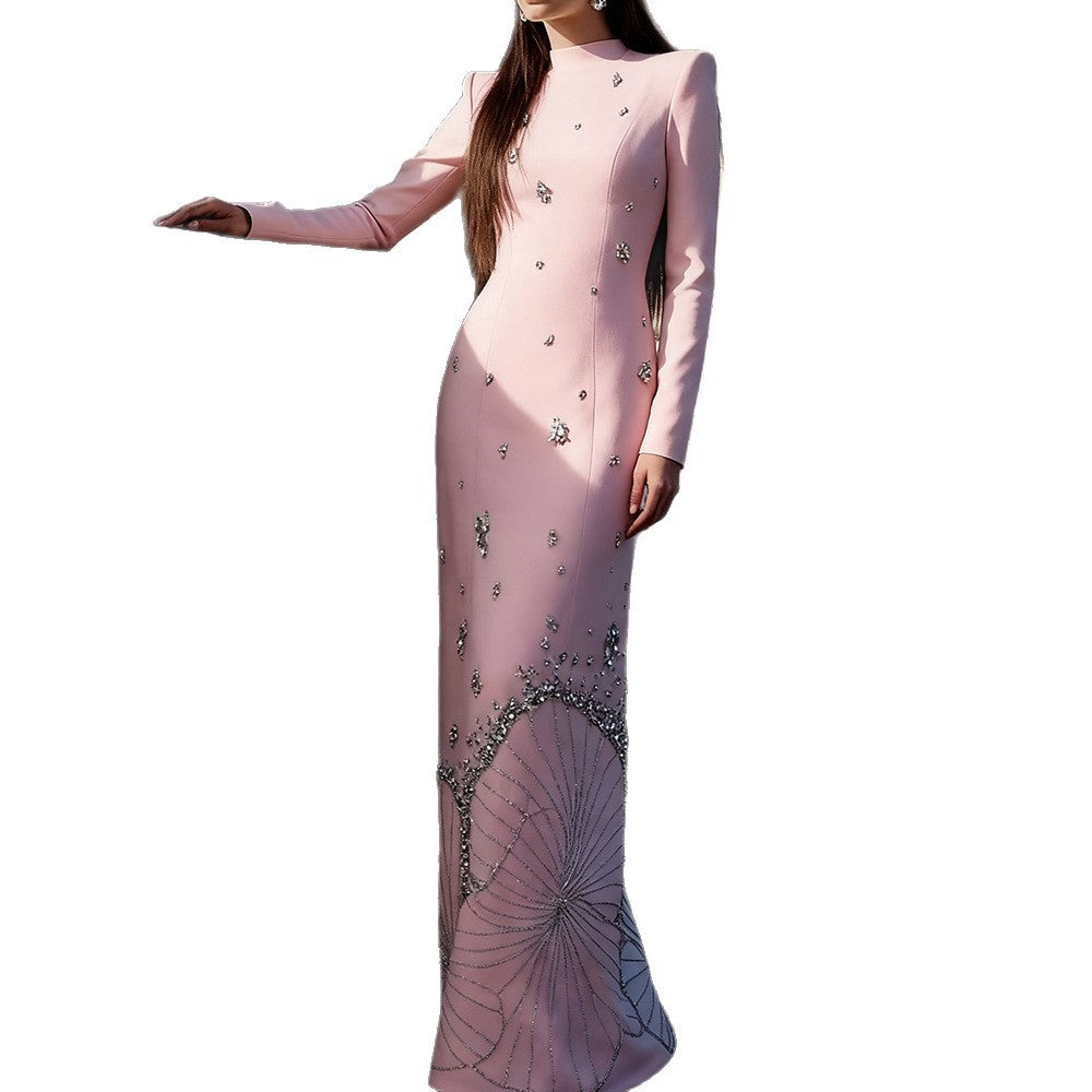 Elegant and Grand Banquet Gown 2026 Designer Celebrity Formal Long Dress with Heavy Beading and Rhinestone Embellishments