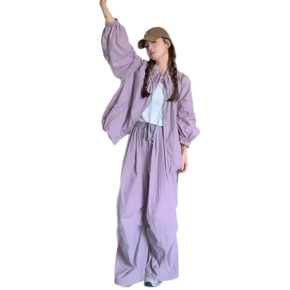 Korean Style Sun Protection Sports Suit Women's Jacket Early Autumn New Versatile Casual Style Slim Overalls Suit