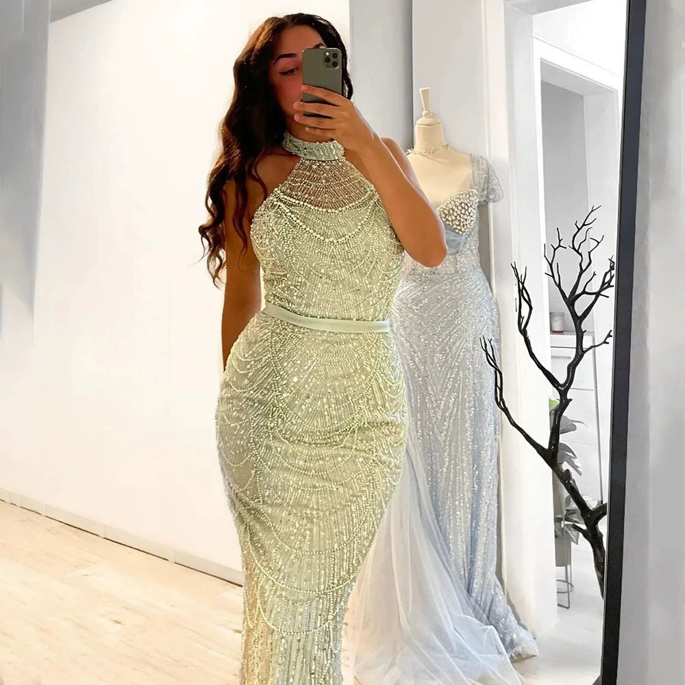 Cross-Border Supply of Heavy-Duty Beaded Trailing Evening Dresses 2026 New Models Foreign Trade Supply Runway Evening Dresses Factory