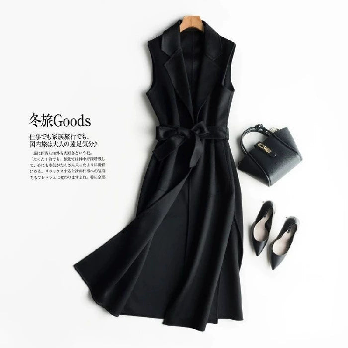 Spring and Autumn Western Style Woolen Vest Mid-length Shoulder Vest Korean Style Loose Coat for Women