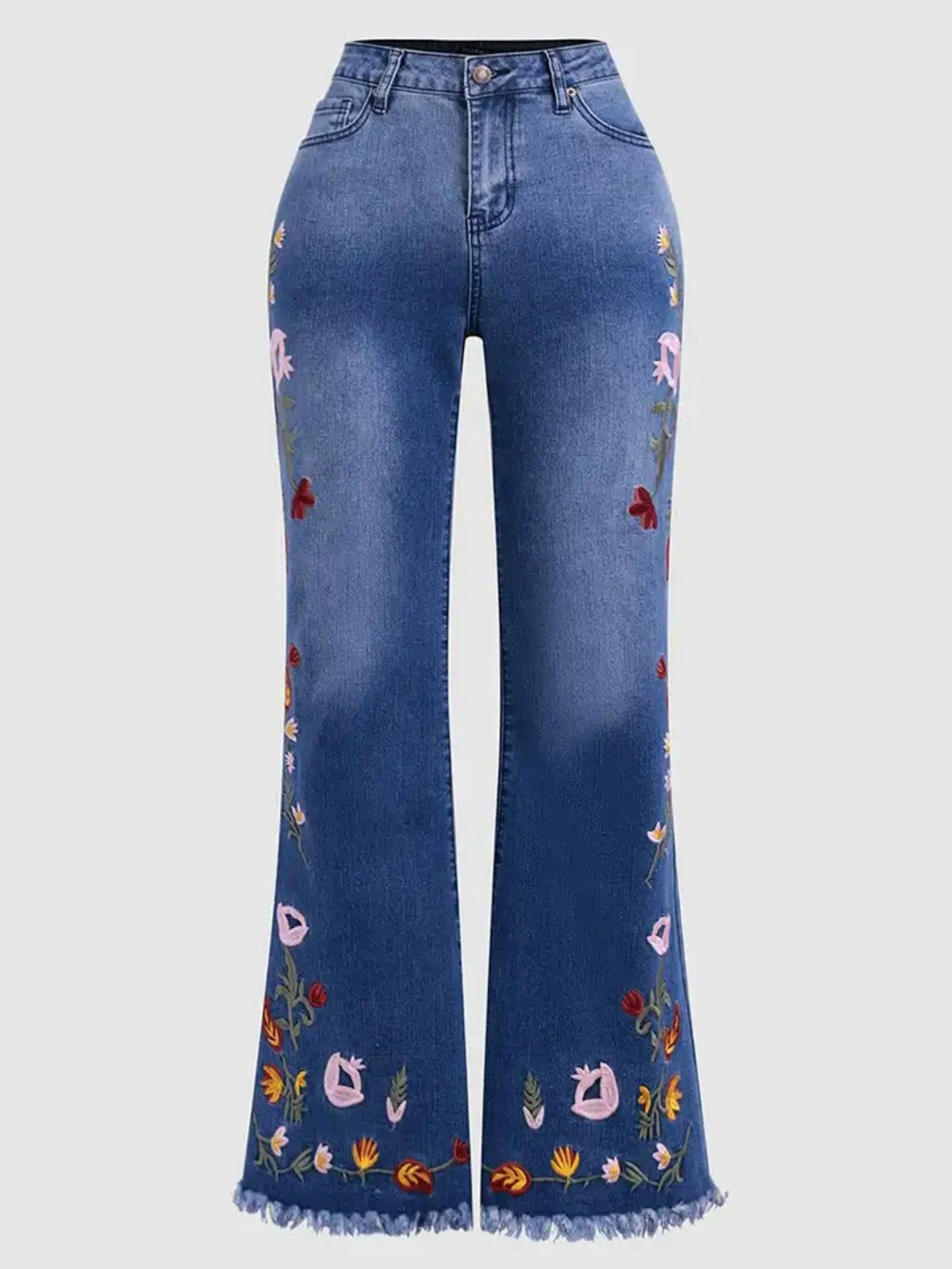 2025 Cross-Border New Product Factory Direct Sales European and American Foreign Trade Popular High-Elastic Embroidered Flared Jeans for Women 6003