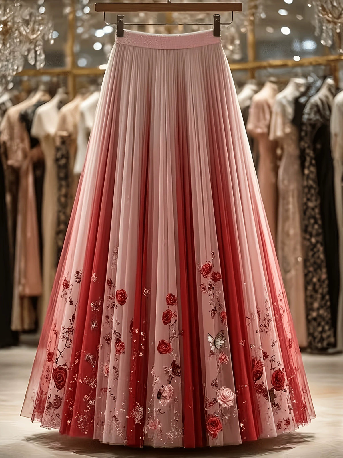 Unique High-End Skirt That Covers the Body, Is Gentle and Sweet, with a Floral Print, Women's 2026 Autumn New High-Waisted, Age-Reducing, Long Skirt