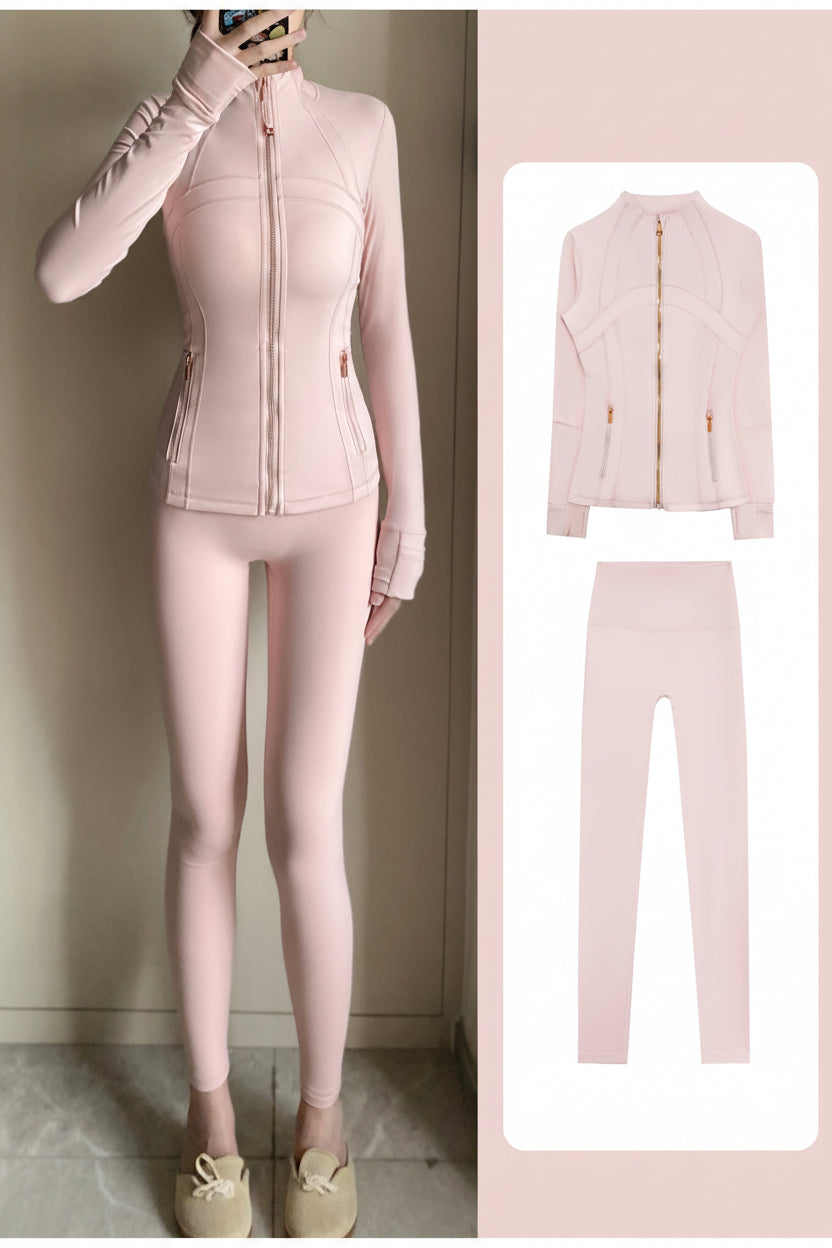 Lu Cross-Border Yoga Clothing Suit Women's Tights Long-Sleeved Fitness Clothing Running Sports Outdoor Jacket Body Shaping Top