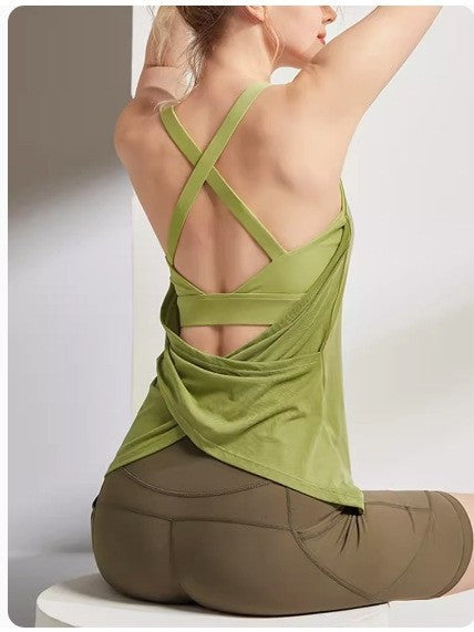 New Style Sleeveless Yoga Clothing Vest with Chest Pad Running Beauty Back Sports Top Pilates Fitness T-shirt for Women