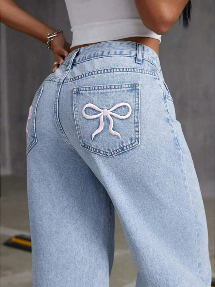 PAPARAZZI CLOSET Korean Retro Wide-Leg Floor-Length Jeans