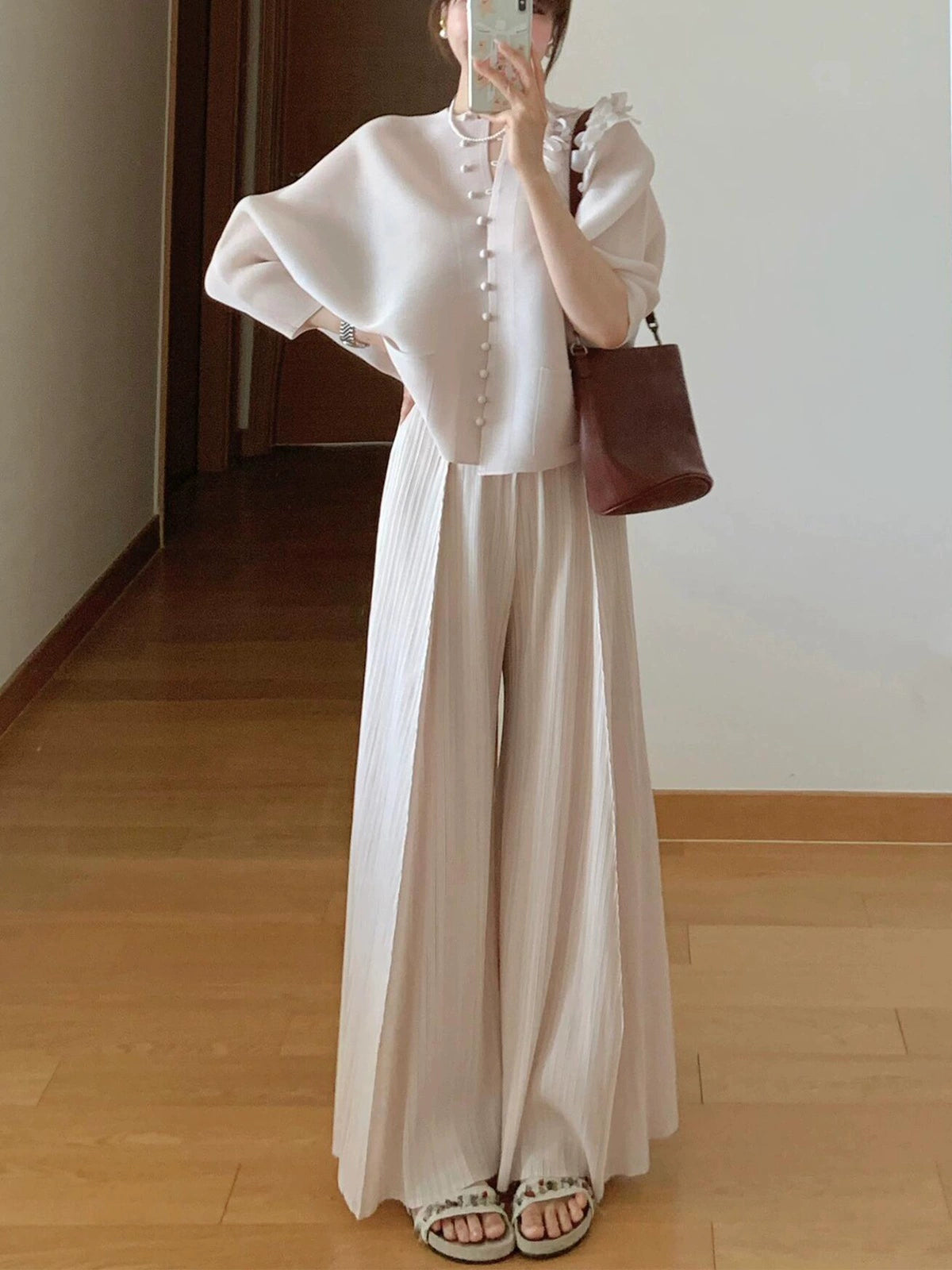 PAPARAZZI CLOSET Elegant Tweed Jacket and Wide-Leg Pants Two-Piece Set