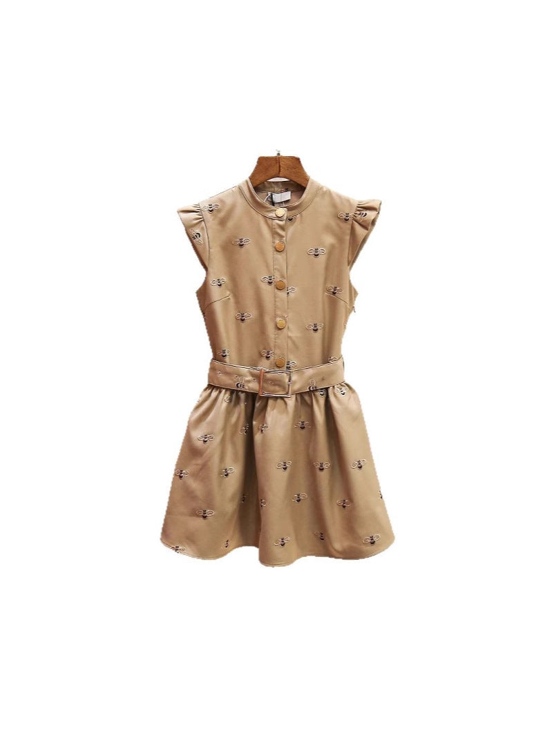 Shenzhen Nanyou High-end Women's Summer New Fashion French Daughter Gold Bee Embroidery Flying Sleeve dress Women