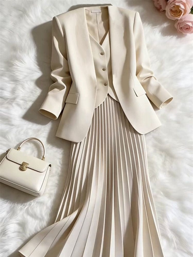 Spring New Trendy Professional Commuter Suit Dress for Women, Elegant Pleated Skirt, Slimming Jacket, New Arrivals