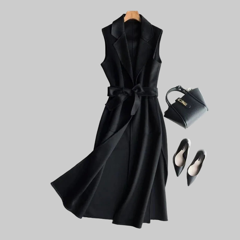 Spring and Autumn Western Style Woolen Vest Mid-length Shoulder Vest Korean Style Loose Coat for Women
