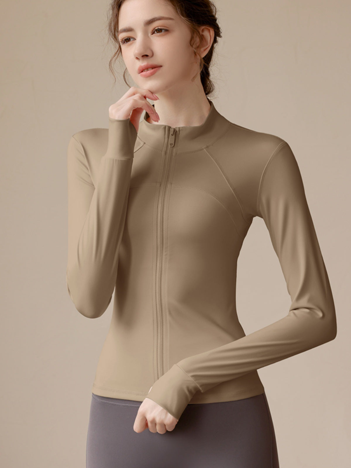 Autumn New Slim-fit Slimming Zipper Yoga Suit Women's Outer Wear Fitness Sports Top Stretch Breathable Long-sleeved Jacket
