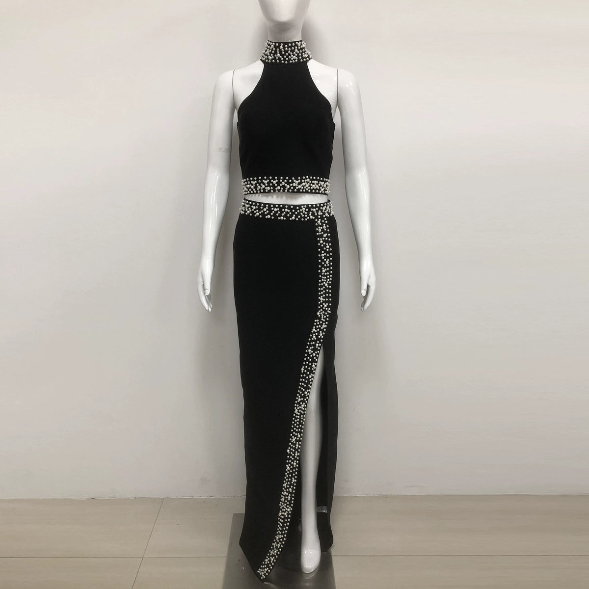 2025 Cross-Border High-End Small Fragrant Vest Top Women's Two-Piece Summer High-Waisted Skirt Fashionable Long Skirt