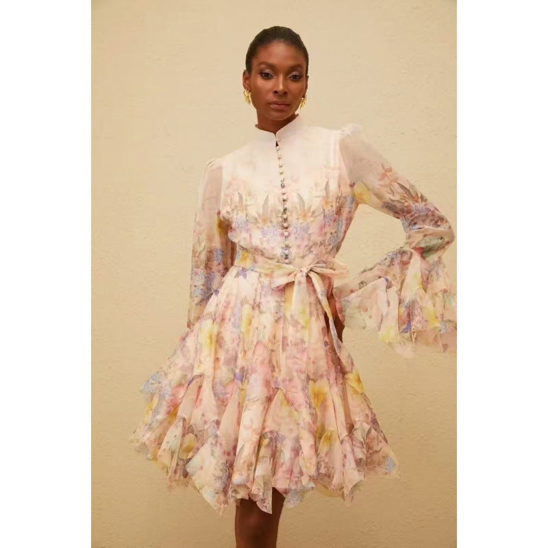 A Large Selection of Australian High-End Designer Printed Button-Down Short Dresses with a Flowy, Ethereal, and Fairy-Like Vibe