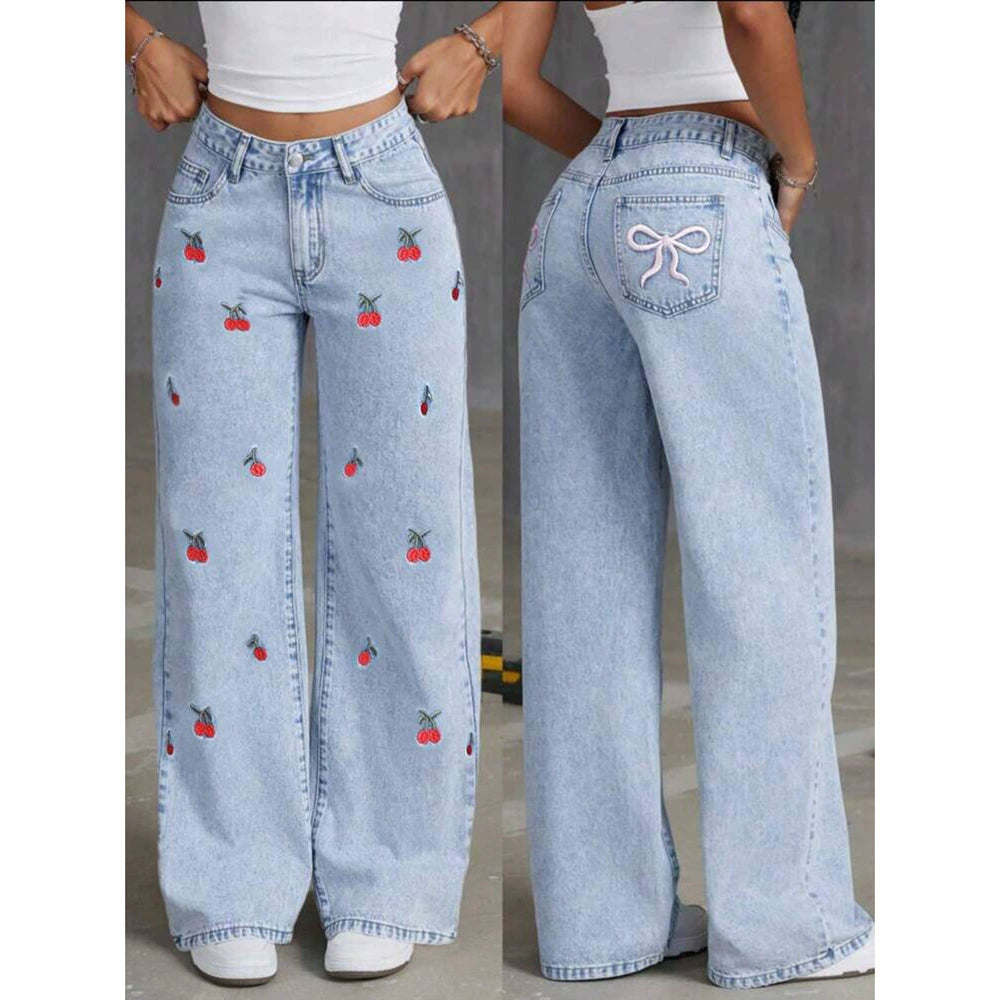 PAPARAZZI CLOSET Korean Retro Wide-Leg Floor-Length Jeans