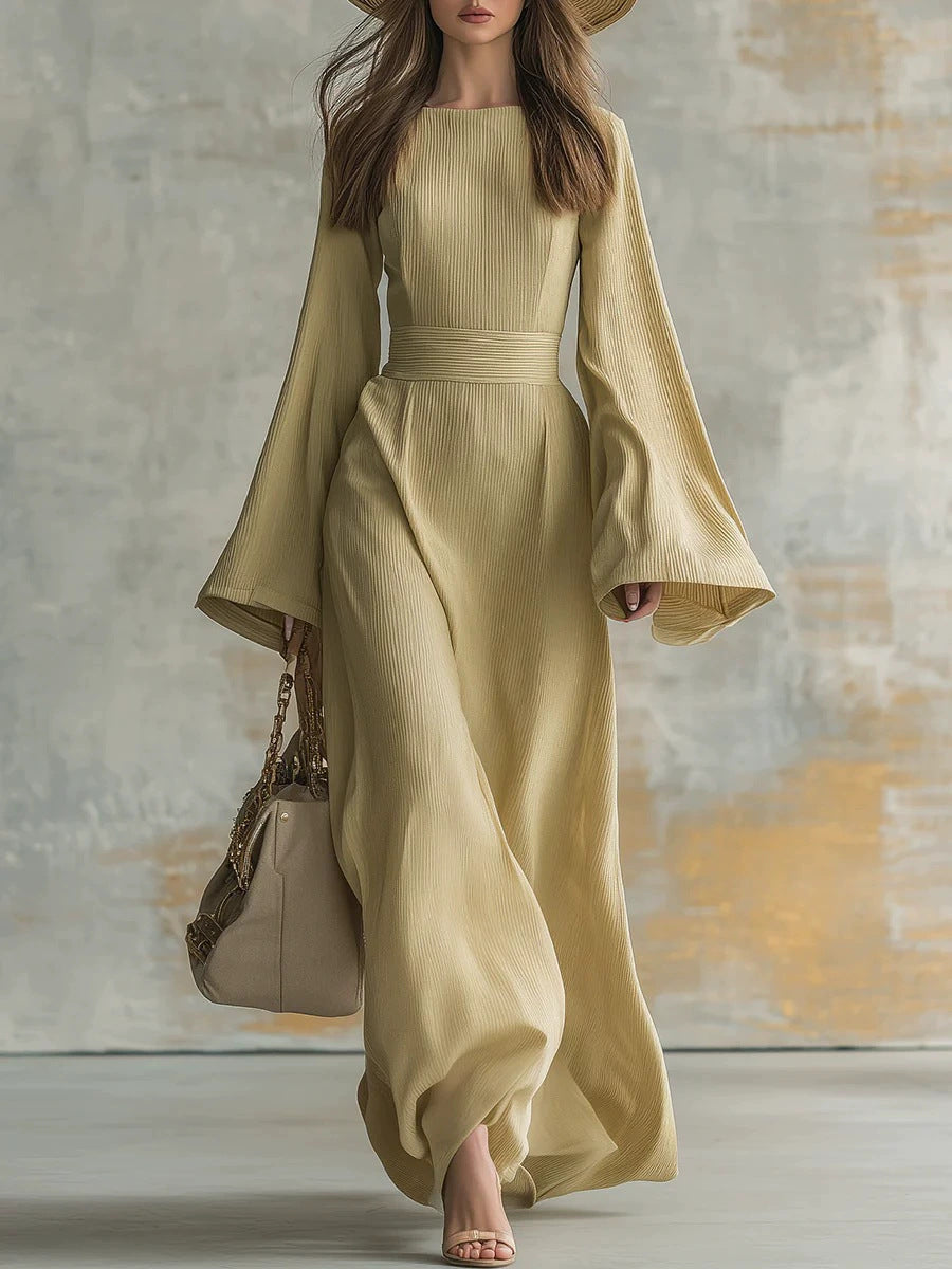 Di Yun European and American Style Elegant Solid Color Long-Sleeve Gown Dress Women's Clothing 2025 Autumn and Winter Amazon Independent Site