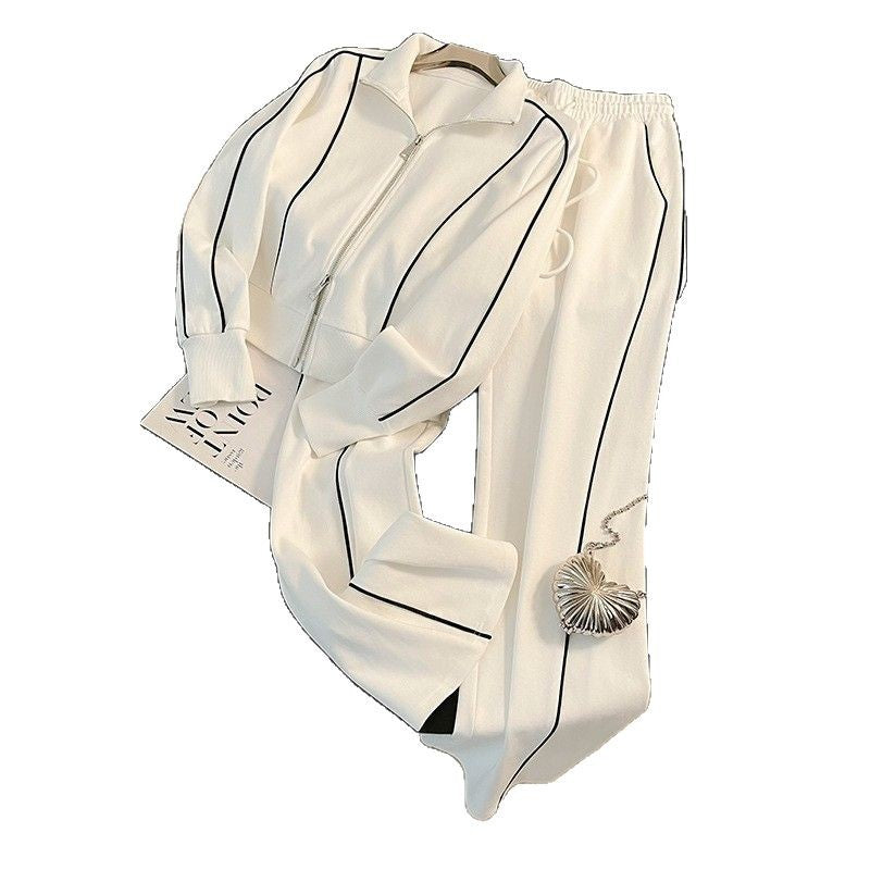 High-End Fashionable Sports Casual Sweatshirt Suit for Women Autum 2026 New Tall Wide-Leg Pants Two-Piece Set Trendy