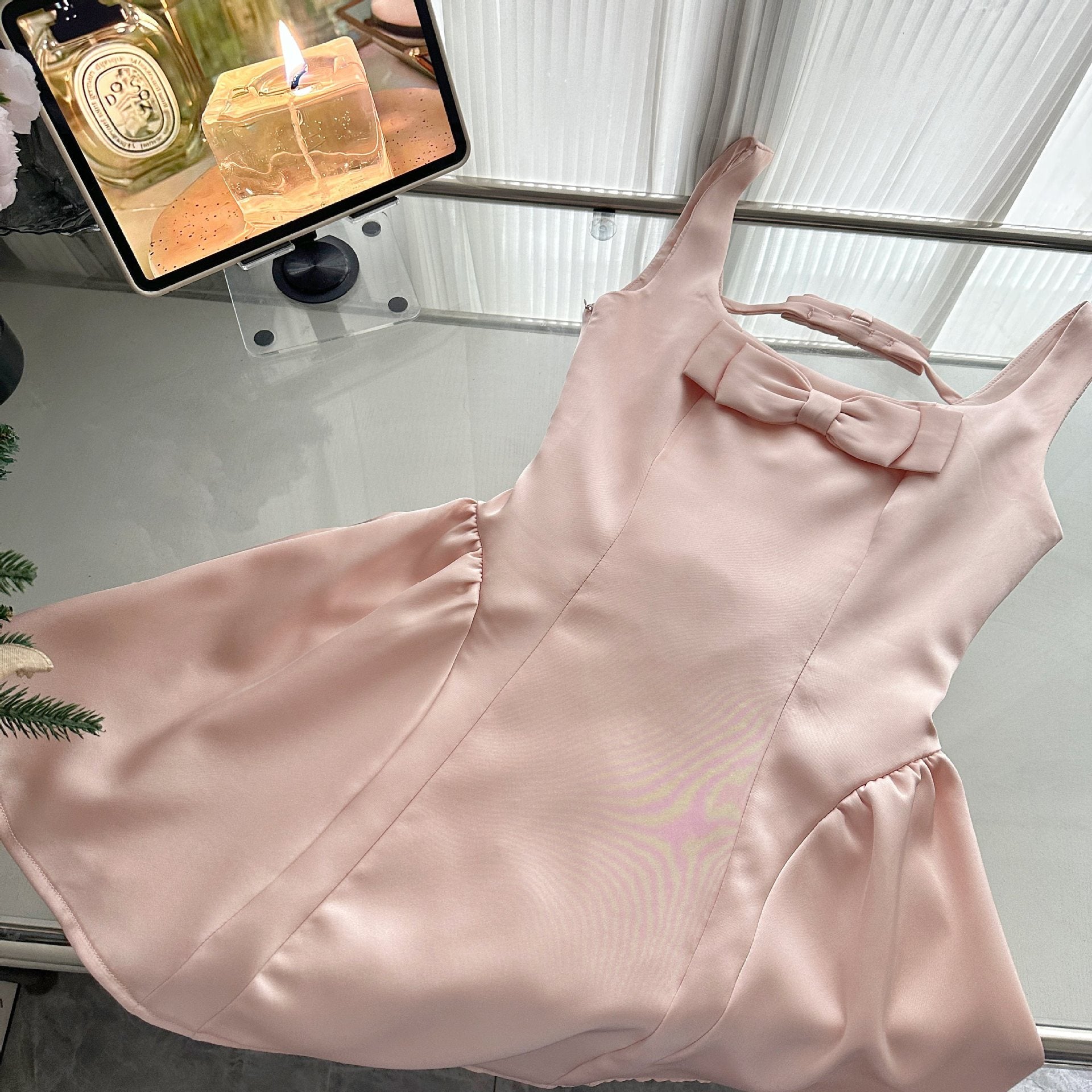 Temple Mai 2025 Summer New Elegant Big Miss Sweet Pure Desire Wind Slimming Bow Sling Princess dress
