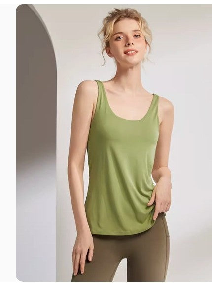 New Style Sleeveless Yoga Clothing Vest with Chest Pad Running Beauty Back Sports Top Pilates Fitness T-shirt for Women