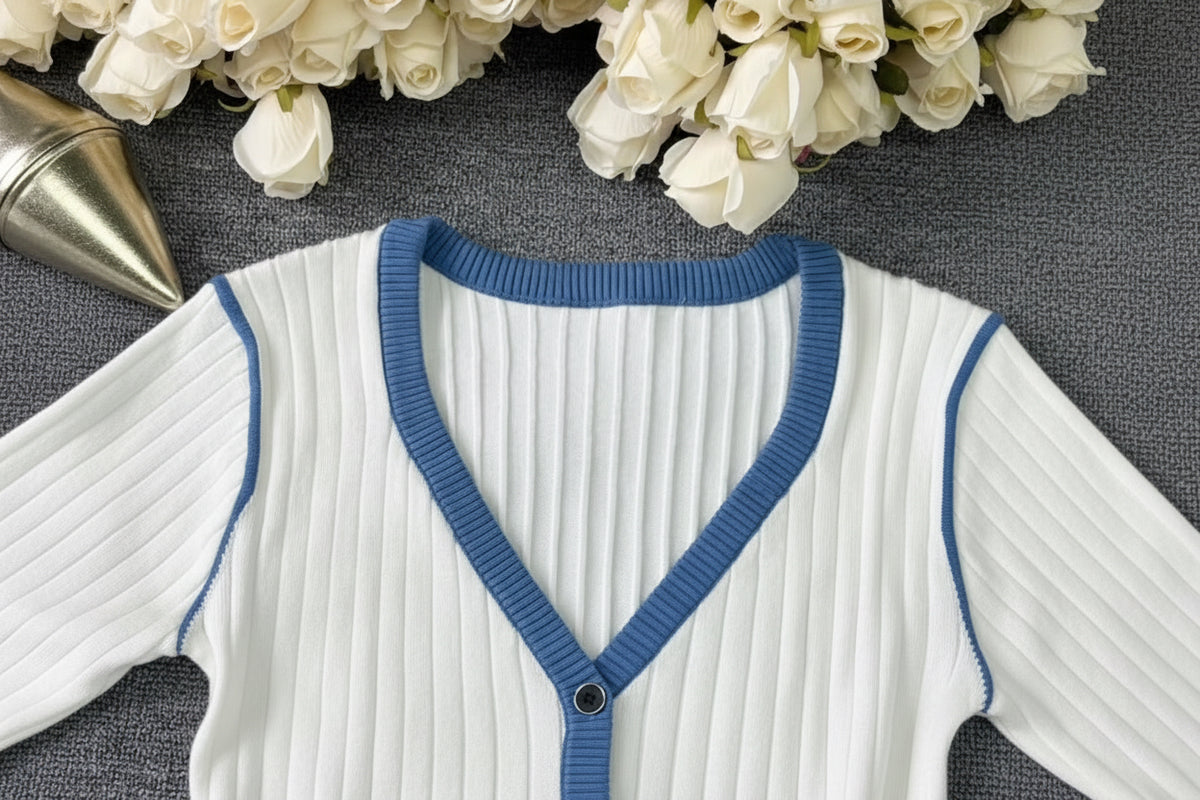 Cross-Border European and American Popular Autumn and Winter Elegant Casual Knit Dress with V-Neck, Slimming, Fashionable, Suitable for Work and Leisure
