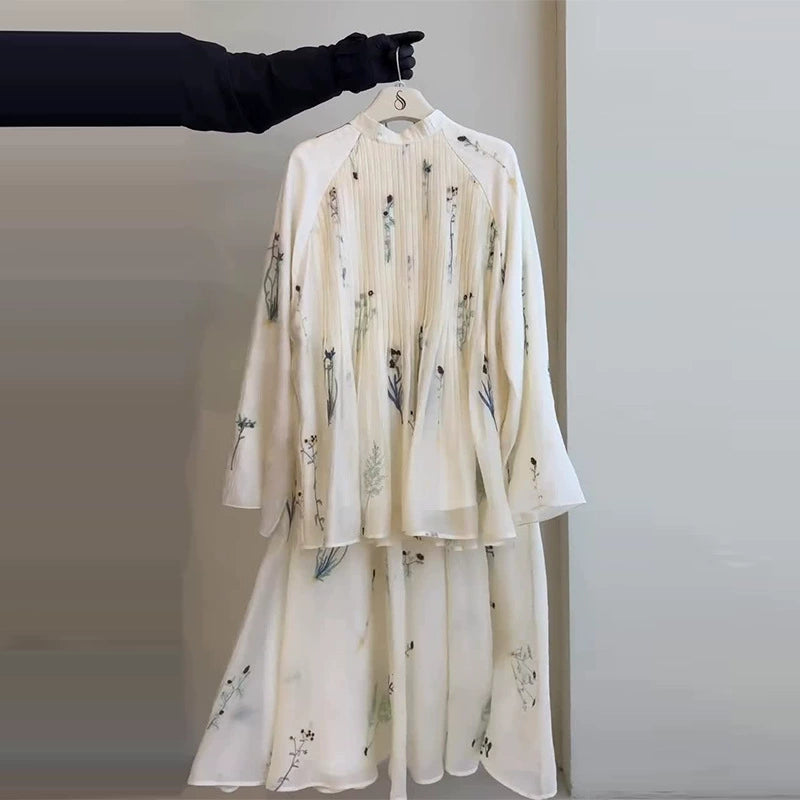 2026 New Women's Clothing European and American Amazon Cross-Border Foreign Trade Patchwork Pink Floral Loose Chiffon Elegant Set