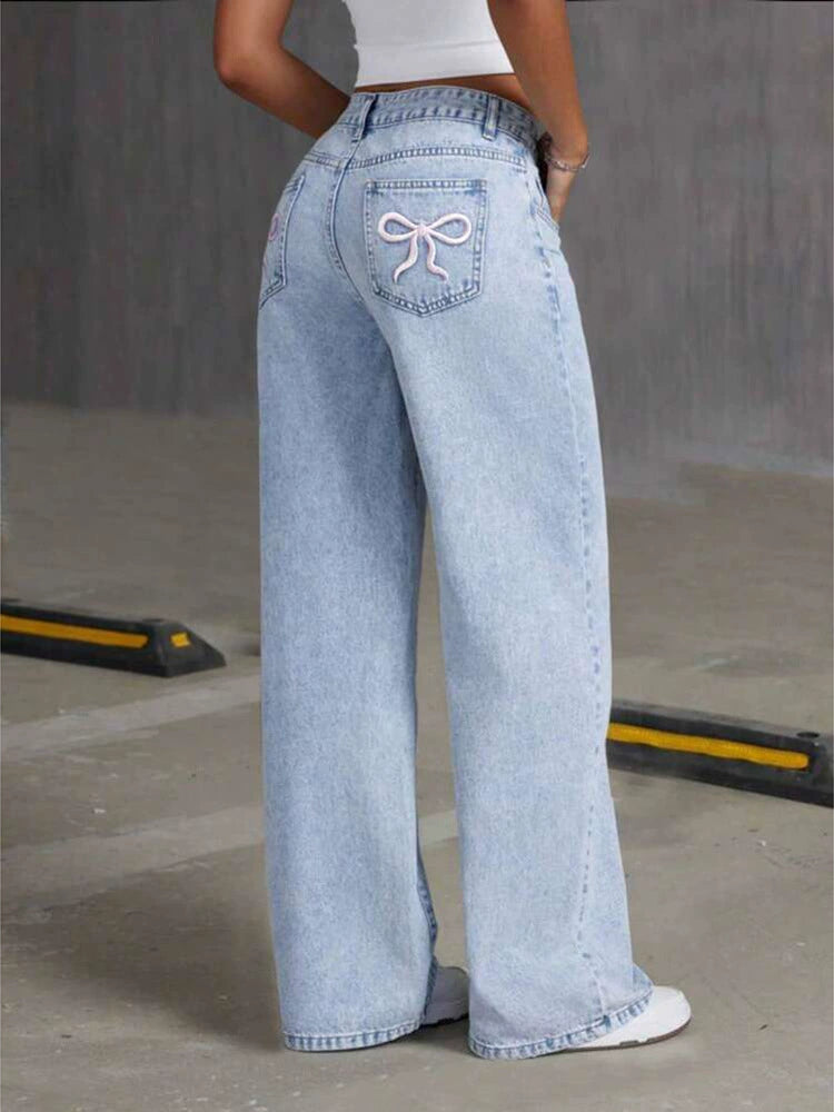 PAPARAZZI CLOSET Korean Retro Wide-Leg Floor-Length Jeans