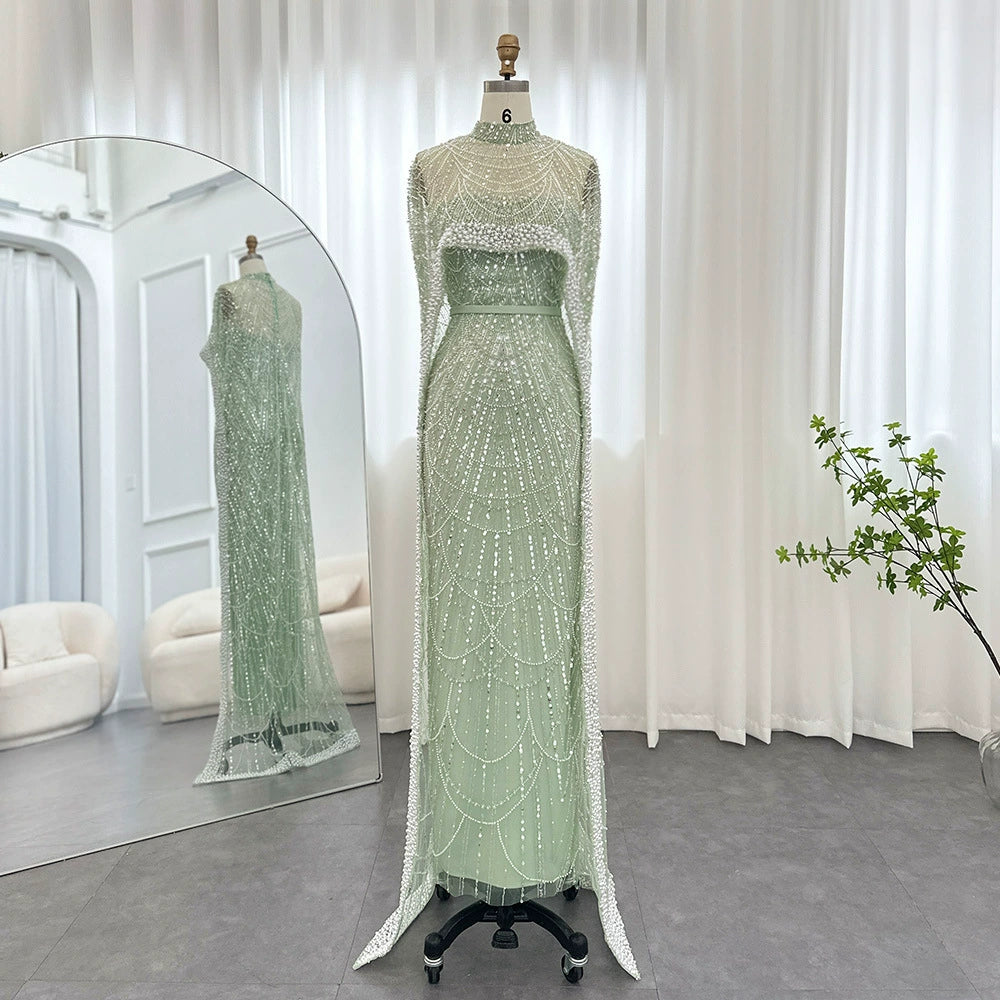 2026 Popular Foreign Trade Item: Pearl Embellished Slim-Fit Long Dress, Mermaid Evening Gown, Elegant Evening Dress for Women