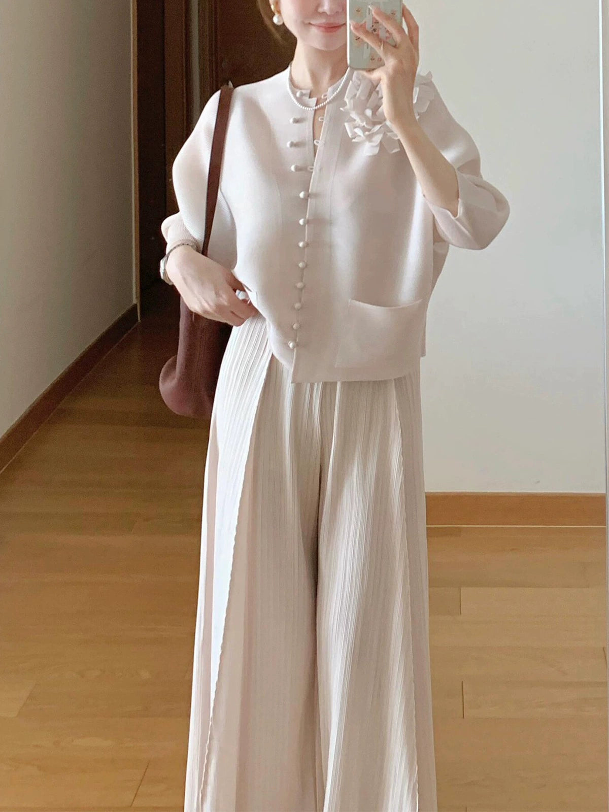 PAPARAZZI CLOSET Elegant Tweed Jacket and Wide-Leg Pants Two-Piece Set