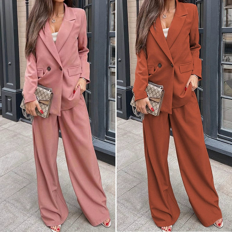Zl2048 Spot Cross-Border Women's Clothing 2025 Autumn and Winter New Amazon Casual Professional Suit Two-Piece Set