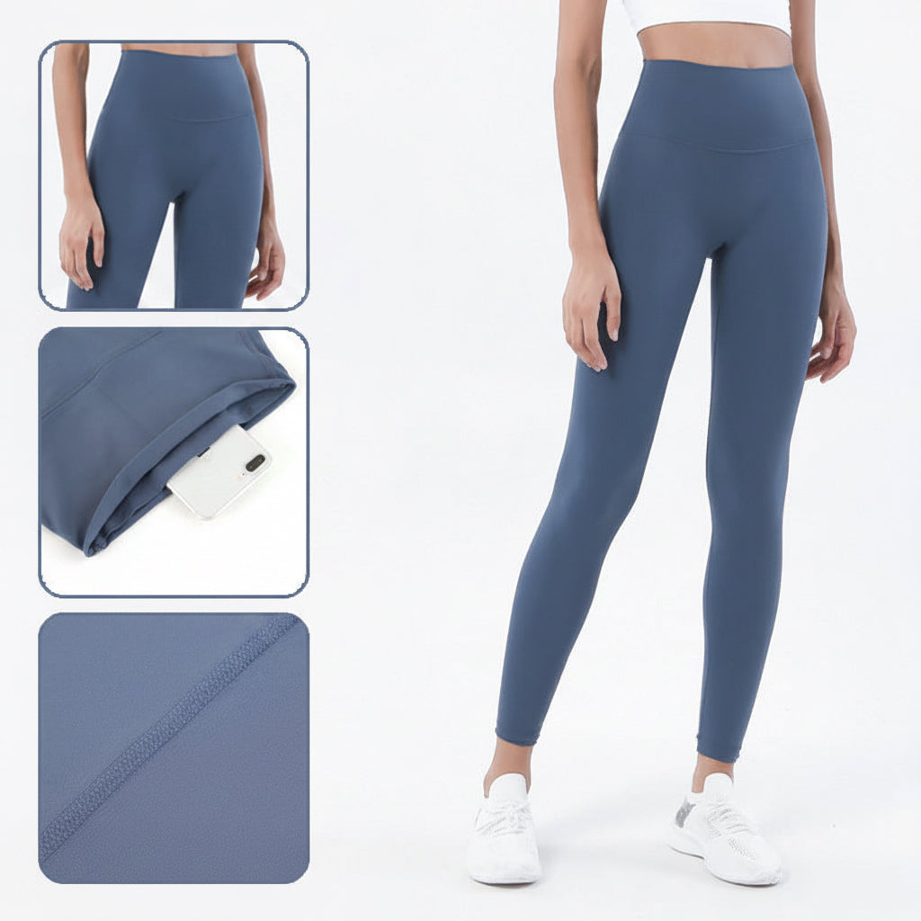 Sports Fitness Butt-Lifting Pants for Women, No Awkward Lines, Double-Sided Brushed, Naked-Feel Yoga Pants, European and American High-Waisted Peach Shape