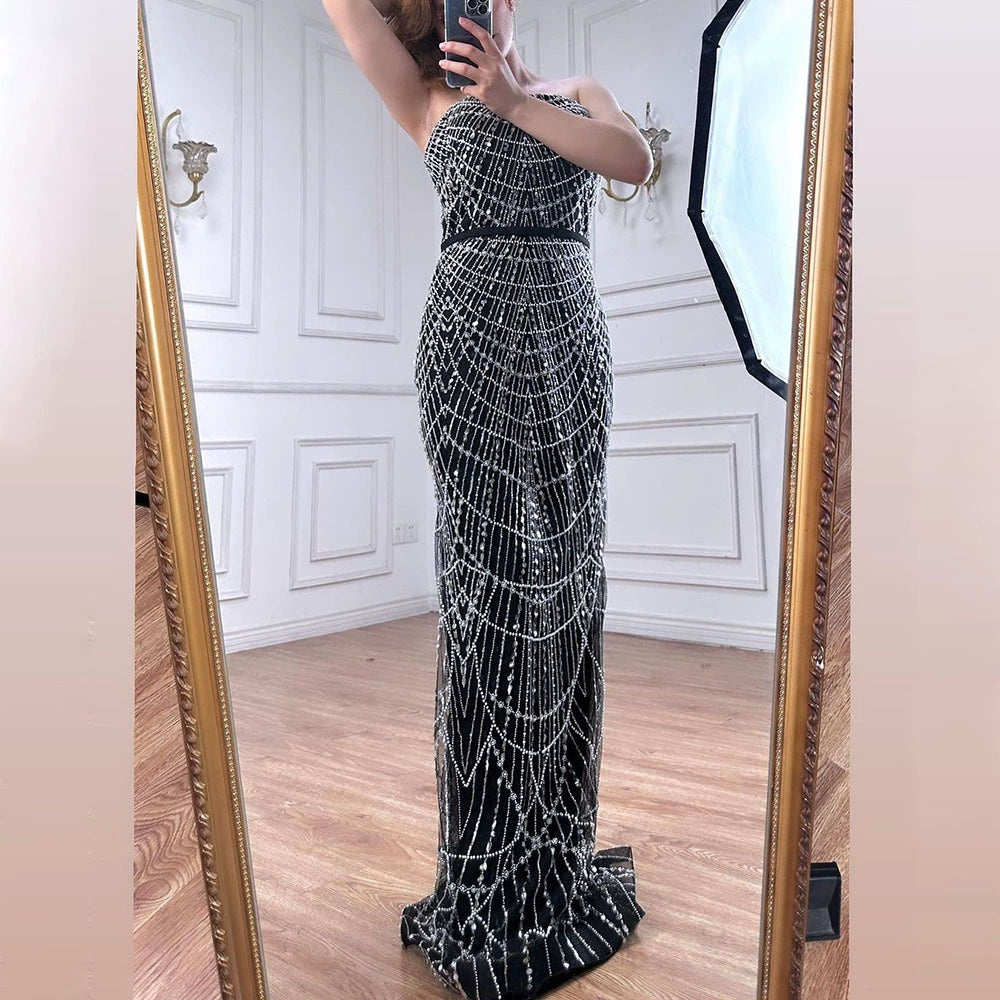 Cross-Border Supply of Heavy-Duty Beaded Trailing Evening Dresses 2026 New Models Foreign Trade Supply Runway Evening Dresses Factory