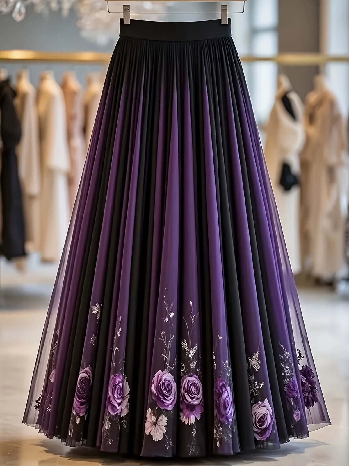 Unique High-End Skirt That Covers the Body, Is Gentle and Sweet, with a Floral Print, Women's 2026 Autumn New High-Waisted, Age-Reducing, Long Skirt